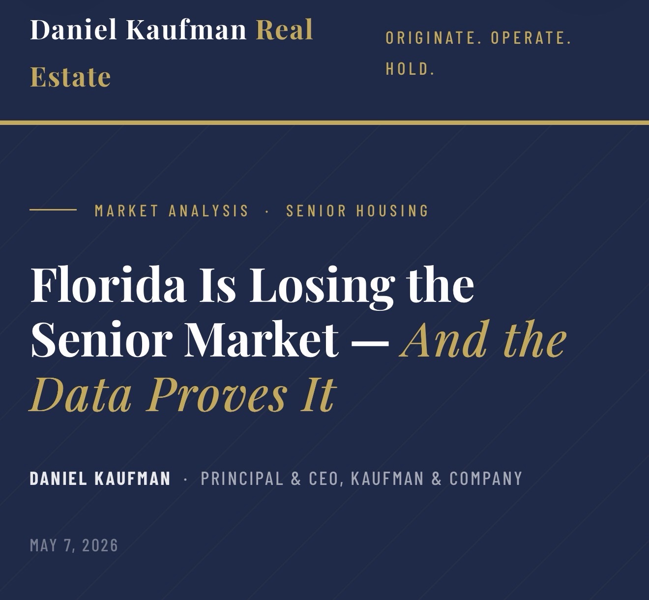 Florida Is Losing the Senior Market — And the Data Proves It – Daniel ...